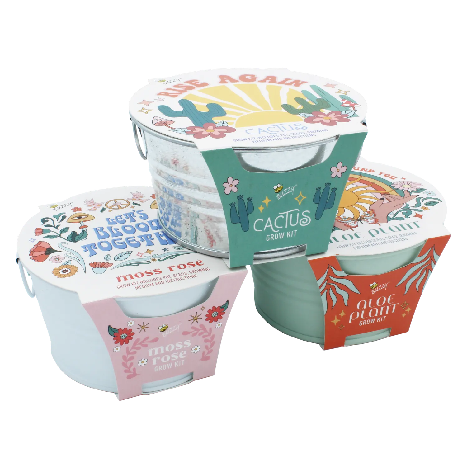 Buzzy Seeds Mini Desert dyrkningssæt kaktus 3-pak