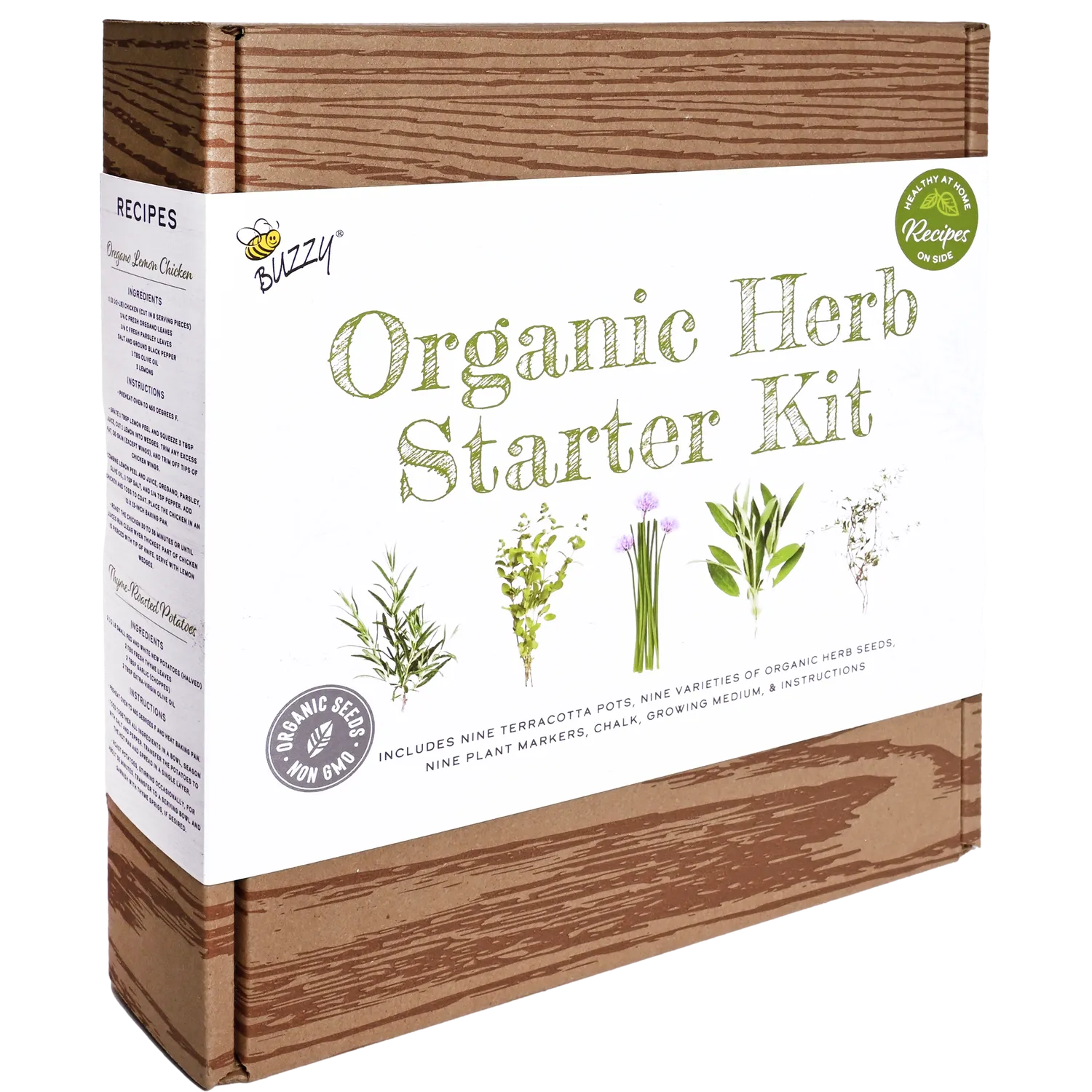 Buzzy Seeds Organic Herb Garden dyrkningssæt 9 sorter økologisk