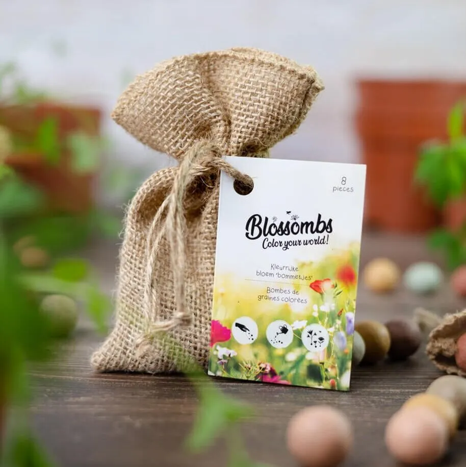 Blossombs Jutepose frøbomber 8 stk vildblomst