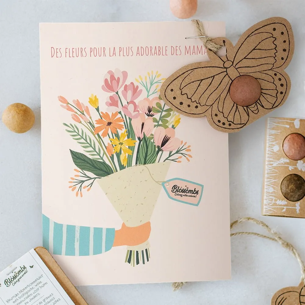 Blossombs Maman kort frøbomber sommerfugl bouquet