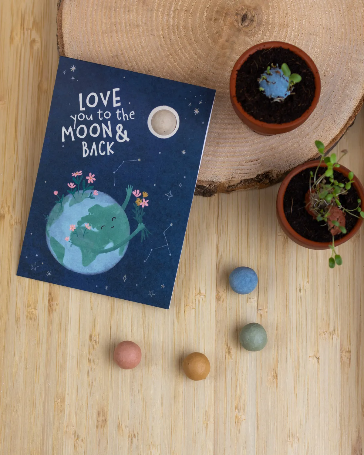 Blossombs kort frøbombe Love You Moon 1 stk