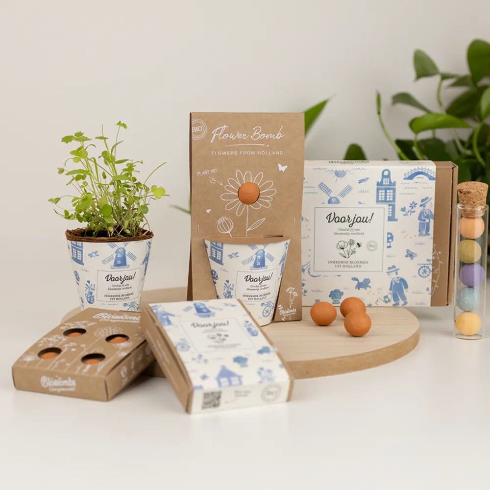 Blossombs Voor Jou Gift Box frøbomber 4 stk hollandsk