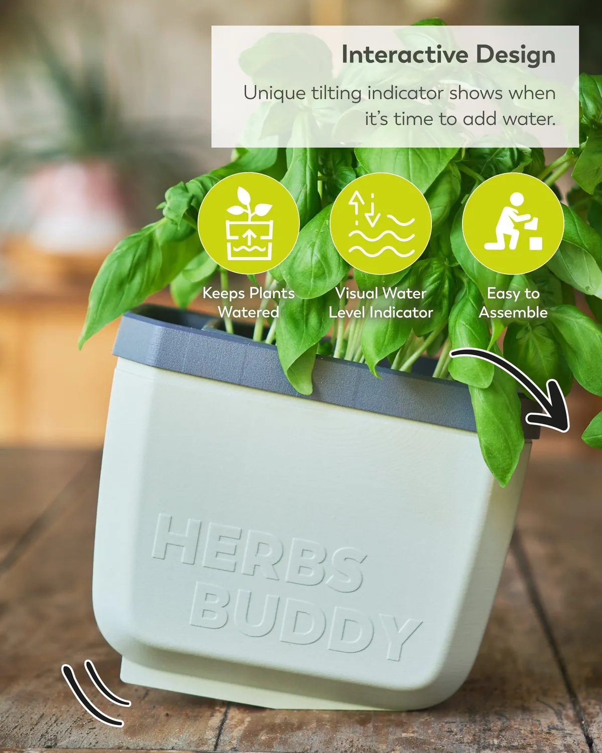 Buzzy Seeds selvvandende urtepotter 3-pak grøn