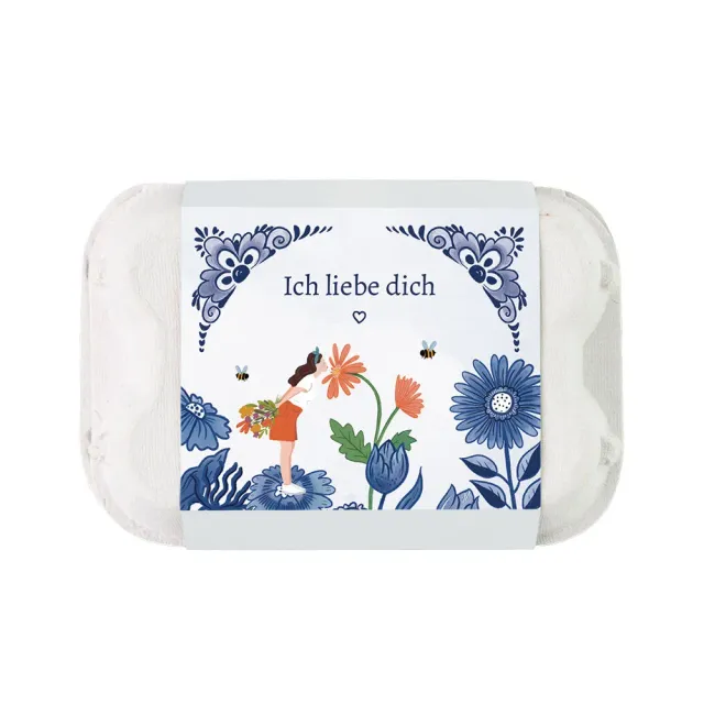 Blossombs Delft Blue Kisses frøbomber 6 stk æggebakke vilde blomster