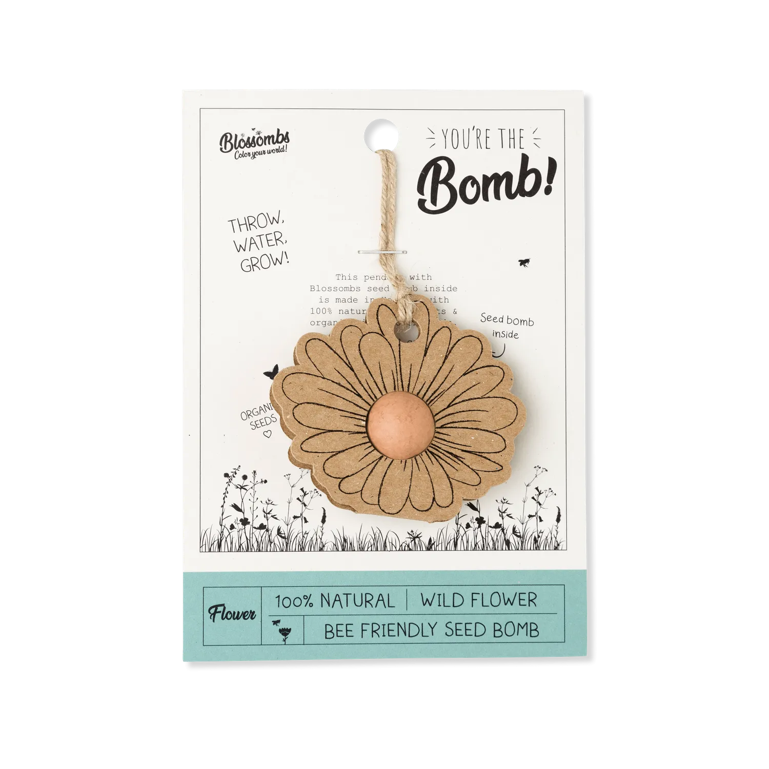Blossombs Bee Happy vedhæng bi kort 1 frøbombe